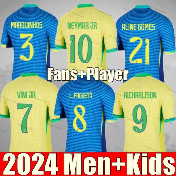 Brasilien 2024 Vini Jr.Soccer Trikot Brasil Casemiro Neu 24 25 Nationalmannschaft G.Jesus P.Coutinho Home Away Männer Kinder Kit L.Paqueta T.sia Pele Marcelo Fußball