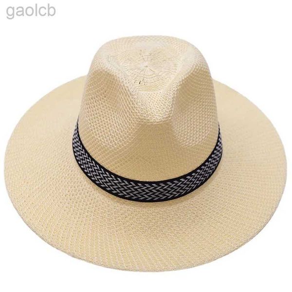 Chapéus de aba larga balde chapéus rápido transporte da gota aba larga chapéu de palha casual chapéu de verão fedora viagem casual chapéu de sol masculino estilo simples 24323