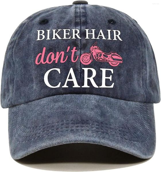 Bola bonés motociclista cabelo não se importa angustiado lavado azul boné de beisebol vintage ajustável algodão aposentadoria presente para mulheres