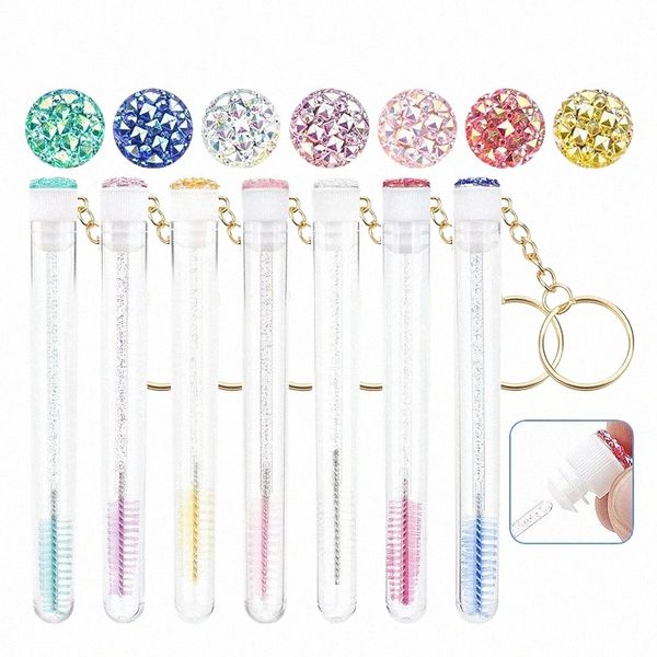 tubo Eyel escova com ouro Keychain Glitter Mascara Wand para L Extensi Clear Micro Comb Ctainer Makeup Tool r56P #