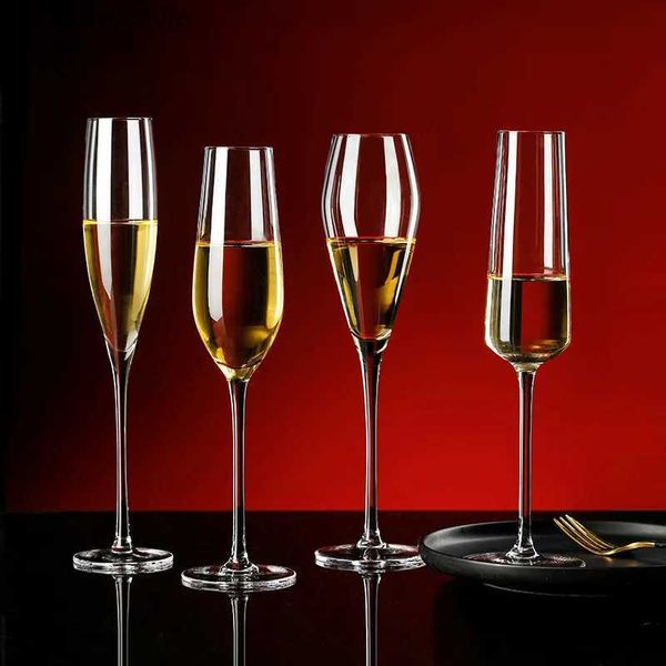 Bicchieri da vino 180-255 ml Bicchieri da vino champagne leggeri di lusso di alto valore Bocca inclinata creativa Calice trasparente per spumante in cristallo L240323