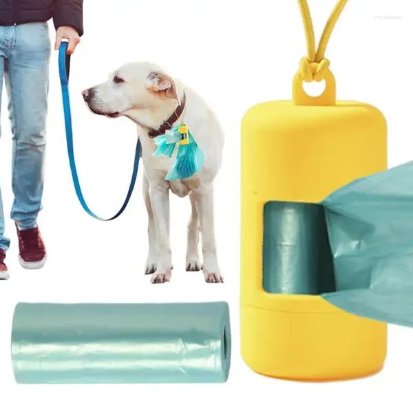 Dispenser per sacchetti per cacca per abbigliamento per cani Portaoggetti per animali domestici con fascia elastica per borse Porta rifiuti 1 rotolo a prova di perdite