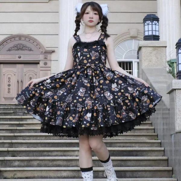 Vestidos casuais coalfell halloween lolita camisola vestido y2k original jsk bonito menina verão mulheres 2024