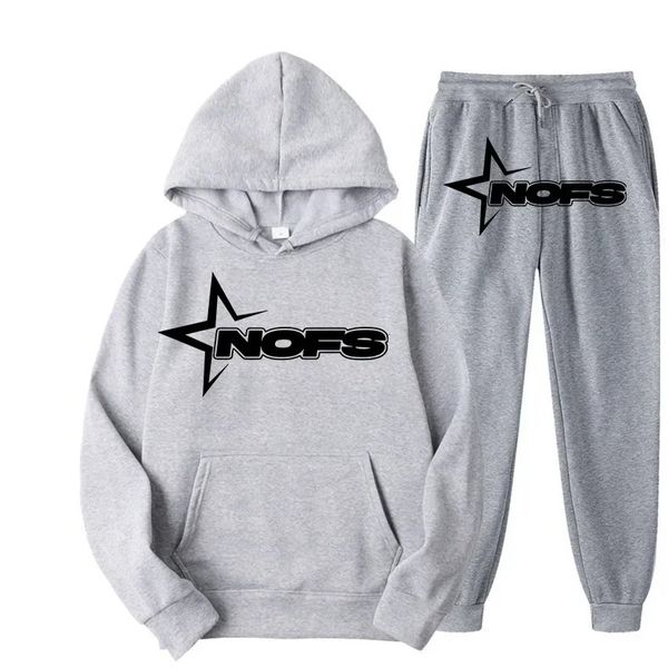 Nofs Y2k Homens e Mulheres Define Hoodie e Calças 2 Peças Define Harajuku Hip Hop Moda Punk Rock Gótico Sweatpants Ternos Streetwear 240315