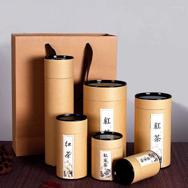 Confezione regalo Confezione di tè Tubo Disegno Confezionamento Cilindro per pittura a olio di carta da caffè Kraft all'ingrosso