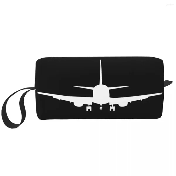 Sacos de armazenamento Personalizado Impressionante Avião Saco de Higiene Mulheres Avião Piloto Presente Maquiagem Organizador Cosmético Lady Beauty Dopp Kit Box