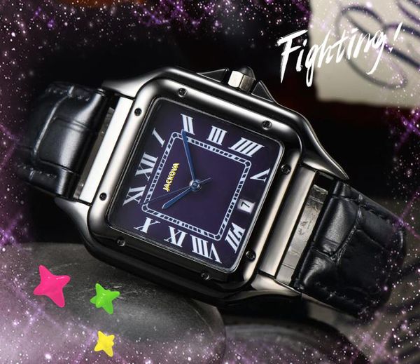 Elegante einfache großzügige Herren Uhren braune schwarze Lederbandquarz -Bewegung Uhr Botton Twire Zeichnungsprozess Automatisch Datum alle Kriminalität Super Watch Geschenke