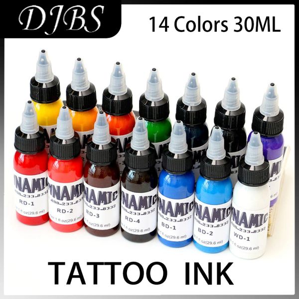 Tintas DJBS 30ML Garrafa 14 Cores Profissão Tinta de Tatuagem Microblading Pigmentos Adequados para Arte Corporal Pintura Corporal Henna Tatuagem Suprimentos