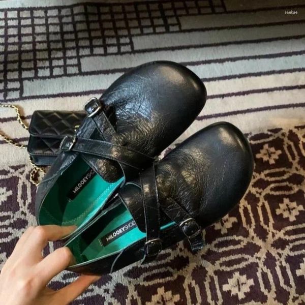 Casual Schuhe Frauen Wohnungen 2024 Frühling Plus Größe Einzigen Mode Weiche Leder Slip Auf Vintage Kork Loafers