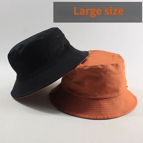 Grande tamanho feminino chapéus de pesca cabeça grande homem verão chapéu de sol dois lados panamá bonés plus size balde 5759cm 6062cm 6364cm 240311
