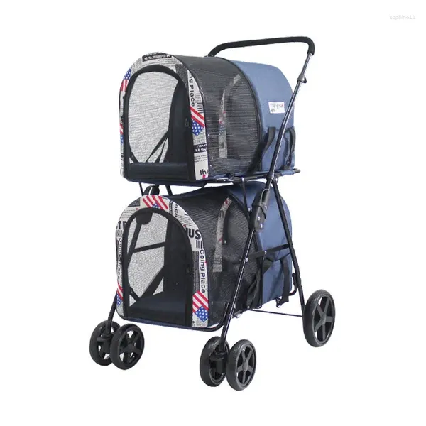 Hundetransporter, abnehmbarer Haustier-Kinderwagen mit großem Stauraum, faltbarer Trolley, doppellagig, Tragfähigkeit 30 kg