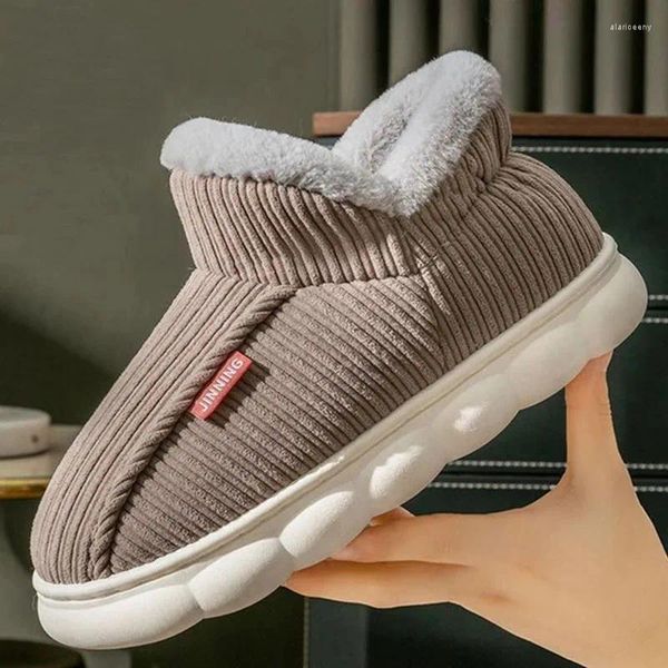 Stivali con plateau spesso Pantofole pelose Scarpe da uomo in cotone Unisex Mantieni caldo Velluto Peluche Caviglia Neve Pantofola da casa per interni ed esterni da donna