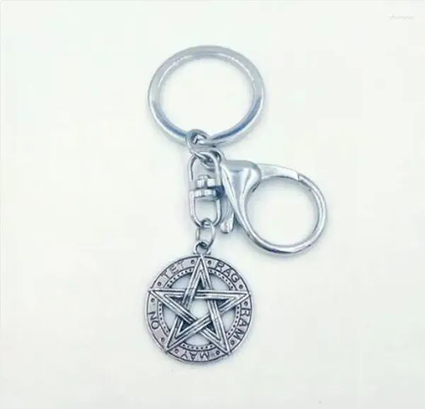 Anahtarlıklar 1 PCS Pentagram Pentacle Charm Anahtar Çanta Çanta Aksesuarları Supernatural Wicca Anahtar Zincirleri Anahtarlar Dekorasyon Hediyeleri