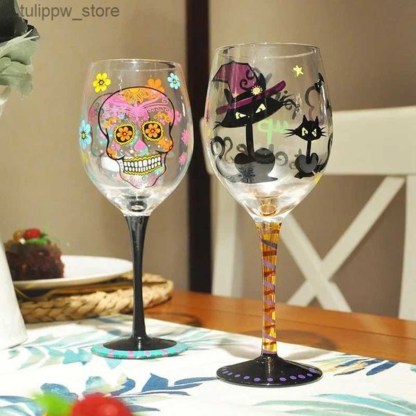 Weingläser, klein, frische Kunst, personalisierter Weinbecher, modisch und kreativ, handbemaltes Glas, Rotweinglas, Halloween-Thema, Weinbecher L240323