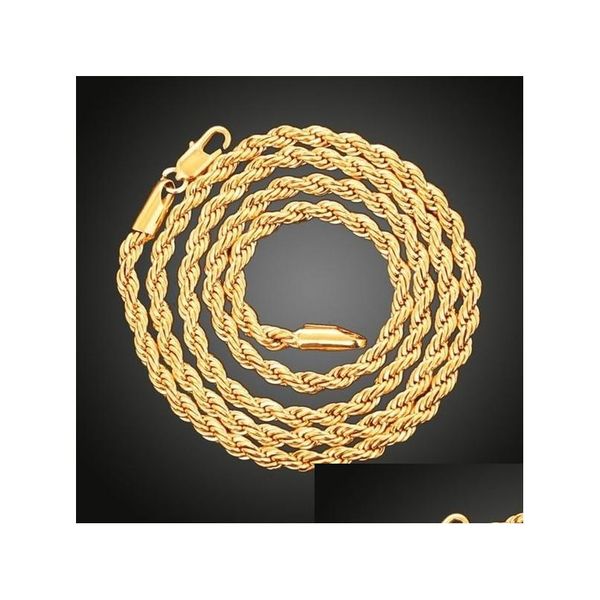 Pulseira Colar 18K Ouro Cheio Cadeia Torcida Para Homens / Mulheres Corda África Jóias Árabe Etiópia Longo Namorado Presente Drop Delivery Sets DHDWH