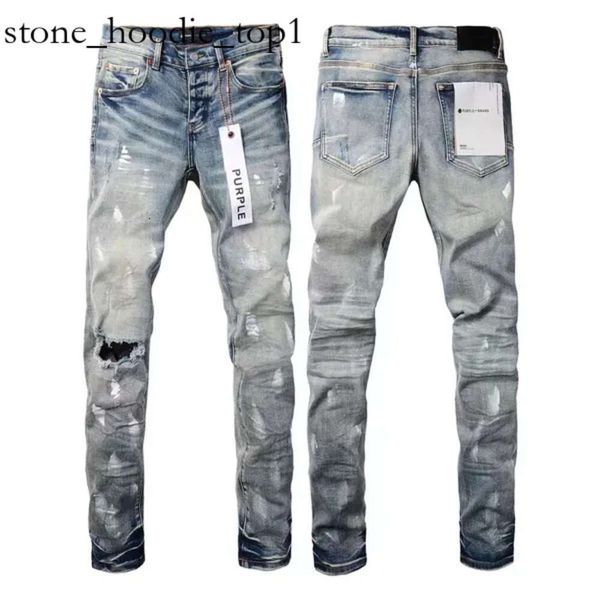 Lila Jeans Designer-Jeans für Herrenhosen Luxuriöse lila Skinny-Jeans Anpassen von Trends Distressed Black Ripped Biker Slim Mans Stacked Jeans Lila Jeans Kids Hole 9510