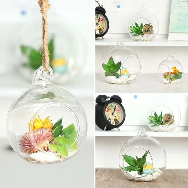 Vasos planta pote decoração de casamento boca aberta microlandscape recipiente decoração de natal garrafa de vidro transparente bola fillable bauble