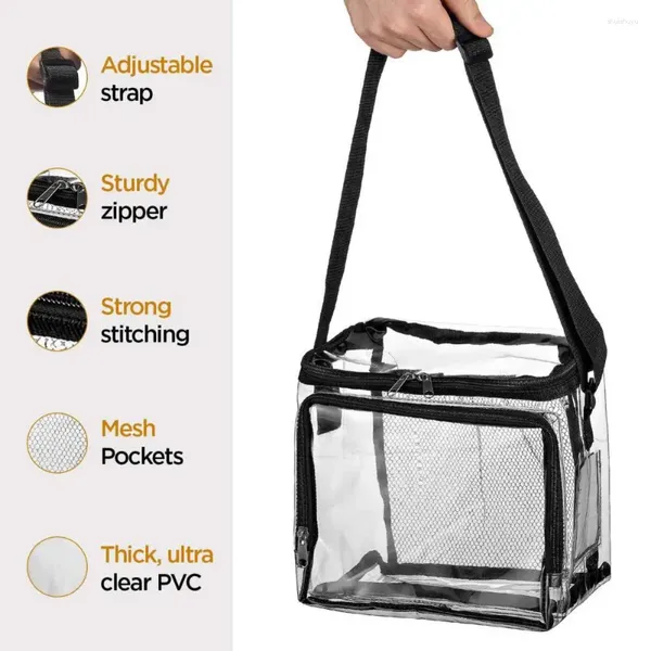 Borse per il pranzo Borsa per pranzo Portatore impermeabile con tasche a mesh Capacità di cinturino regolabile per il pendolarismo scolastico Picnic Design trasparente