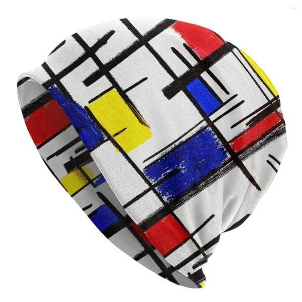 Berretti Mondrian Minimalista De Stijl Arte moderna Cappello a cuffia lavorato a maglia Hip Hop unisex geometrico caldo inverno Skullies berretti berretti