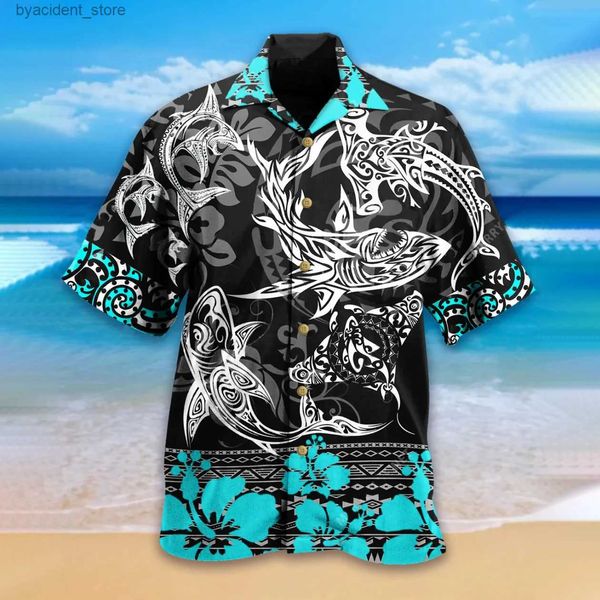 Camicie casual da uomo New Hawaiian mens cool totem stampa taglia americana colletto cubano camicia estiva per i postumi di una sbornia stile spiaggia L240320