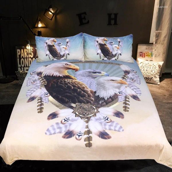 Set di biancheria da letto Biancheria da letto Tessili per la casa in stile moderno Set trapunta king size 5D Aquila Lenzuola e federa Copripiumino Animale