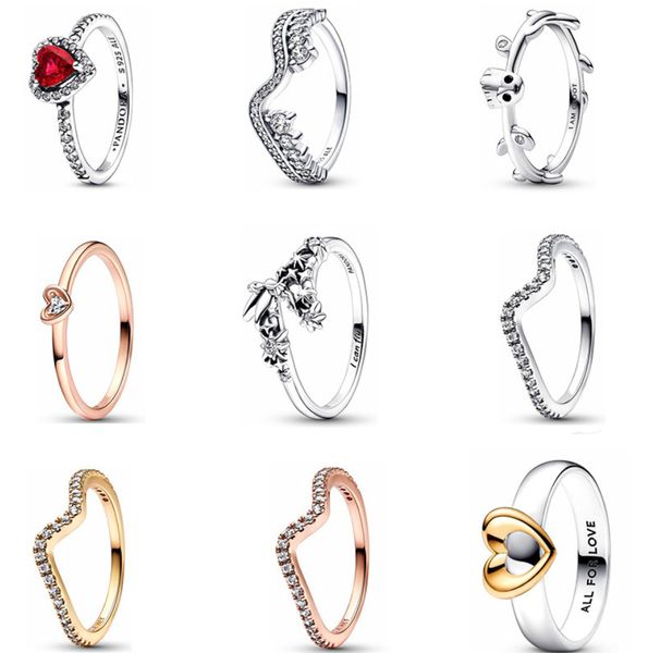 Elegante anello in argento sterling 925 con pietra preziosa rosa a forma di cuore con accenti di pavé