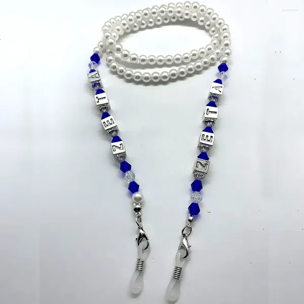 Ketten Persönlichkeit Griechischer Buchstabe Gesellschaft ZETA PHI BETA Sorority Bead Tag Imitation Perlenkette Brillen Halskette