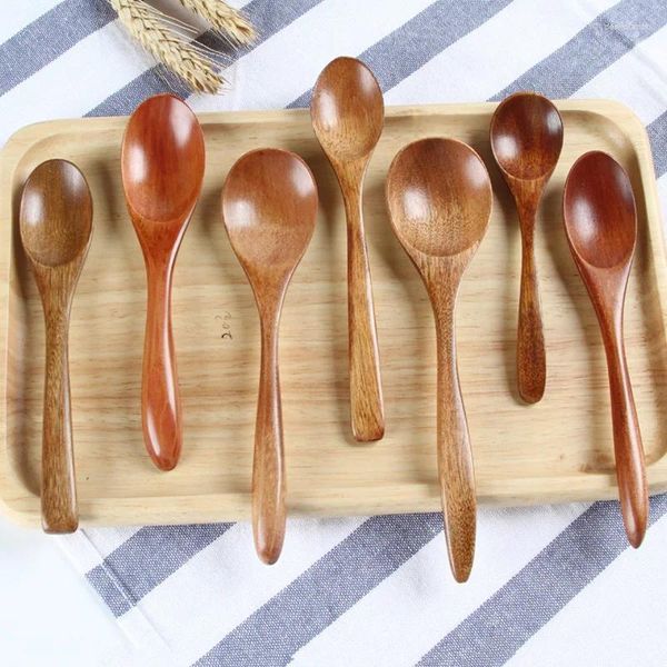 Cucchiai Cucchiaio di legno Latte Miele Zuppa Durevole Manico lungo Cucchiaino Caffè Stir Stick Stoviglie in legno massello Accessori da cucina