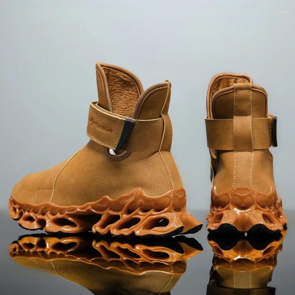 Sapatos casuais de inverno mantêm 109 tênis quentes Men lâmina de topo alta executando nossas botas de neve em nossa plataforma de pelúcia tornozelo padden 5