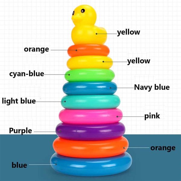 Nesting Stacking Sorting Toys Kinderspielzeug Tower Cup Duck Baby Montessori für Bildung Kognition Badezimmer Rainbow Circle 24323