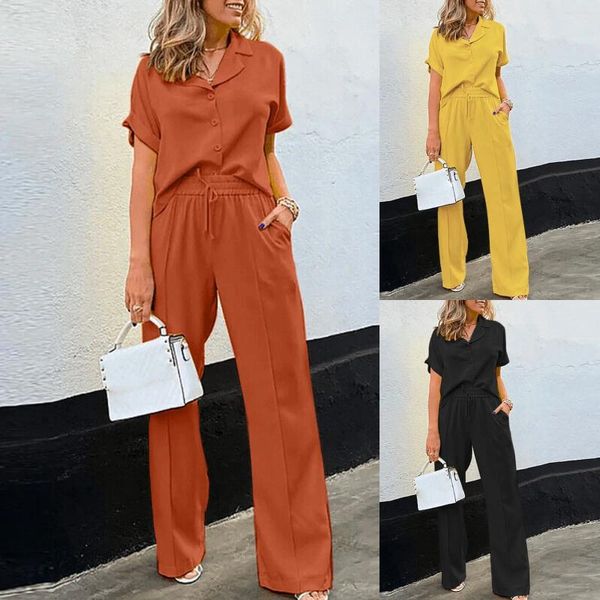 Abbigliamento da palestra Donna Casual Completo a due pezzi Manica corta da lavoro Tailleur pantalone Abiti da laurea Tute e pagliaccetti da donna Completo da pugno