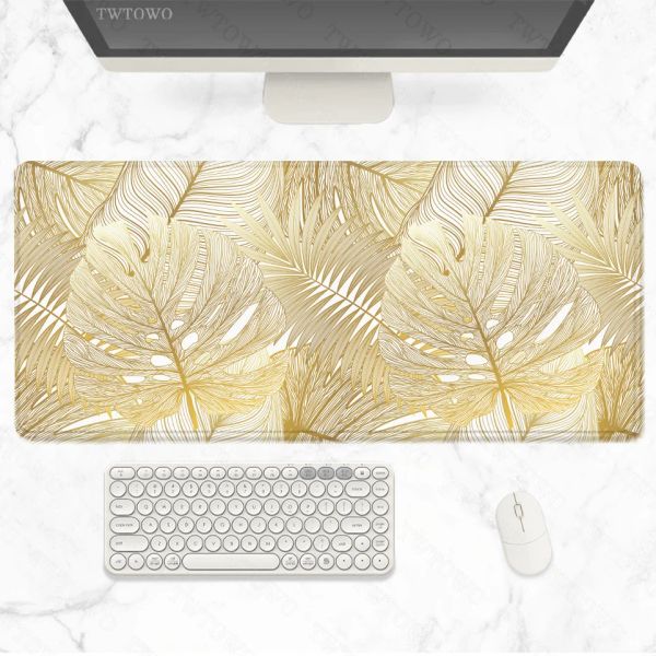 Pads Golden Rainforest Palm Leaves Mauspad Gaming XL Custom HD Neues Mousepad XXL Mauspad Teppich Büro Rutschfestes Laptop-Mäusepad