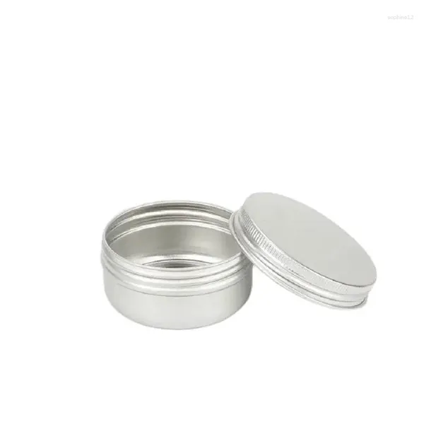 Depolama Şişeleri 30 PCS 50ml Alüminyum Kutu Vidalı Kapak Taşınabilir Kozmetik Ambalaj Yeniden Dolaştırılabilir Pişir Tote Metal Mum 57x27mm Boş Gümüş Aksesuar