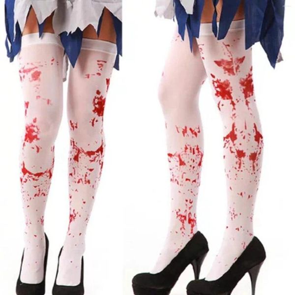 Meias femininas traje de halloween para festa de máscaras roupas meias sangrentas zumbi sangue cosplay meia