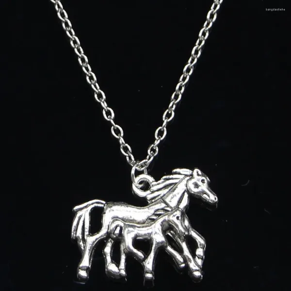 Цепочки, 20 шт., модное ожерелье 28x23 мм, подвески в виде лошади для мамы и сына, короткие длинные женские и мужские ошейники, подарочные ювелирные изделия, колье