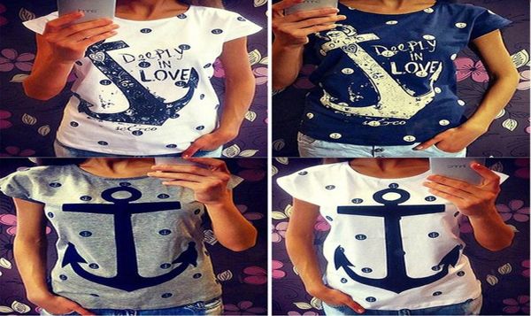 Moda camisetas para mulheres ship039s âncora impressão camiseta marinho marinheiro manga curta topos plus size femininas camisetas nv0745168289065730