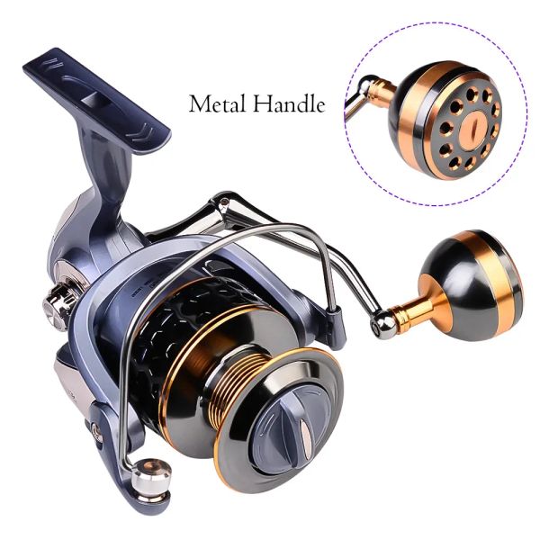 Mulinelli Nuovi mulinelli da pesca Spinning Max Drag 10KG 3BB rapporto di trasmissione alto 5.2: 1 Manopole in metallo Ruota da pesca in acqua salata Bobina di metallo Bobina di carpa