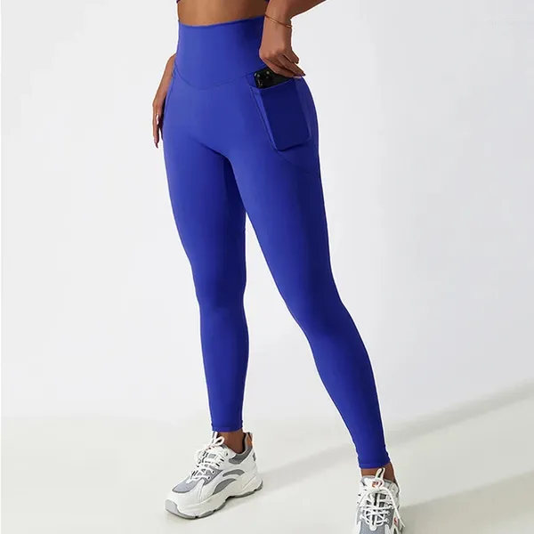 Pantaloni attivi Comodi per la pelle Traspiranti Tasca Leggings Yoga Palestra Vita alta Sport Donna Elasticità Fitness Corsa Hip Lift