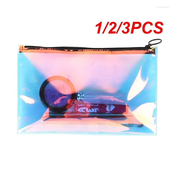 Depolama Çantaları 1/2/3pcs Sevimli Lazer Renkli Kalem Kılıfı Şeffaf Jöle Çanta Moda Kutusu Kalem Kasılı Okul Tedarik