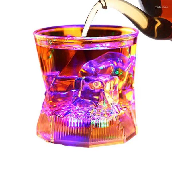 Bicchieri da vino illuminano tazze di vetro a LED in vecchio stile, birra facile da tenere inodore per compleanni, matrimoni, bar, discoteche