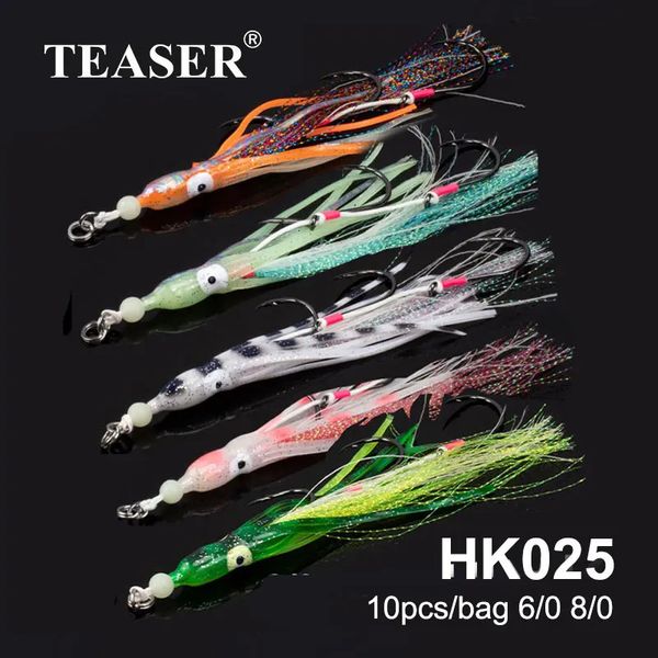 Teaser inchiku 60 80 lula gancho bkk jigging polvo borracha isca de pesca uv brilho triplo mar tai kabura peche 240312