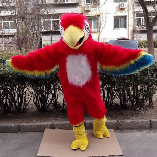 2024 vendas quentes bonito vermelho papagaio mascote traje carnaval festa palco desempenho vestido extravagante para homens feminino traje de halloween