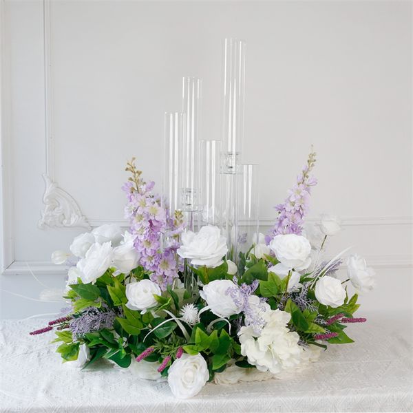 è possibile utilizzare solo candele a led) Fornitore di matrimoni vaso di fiori acrilico su misura vaso di cristallo alto fiore tromba centrotavola floreale per la decorazione della tavola di una festa evento