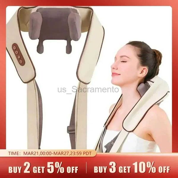 Travesseiros massageadores de pescoço, 6 cabeças, corpo inteiro, recarregável, massageador elétrico, almofada de massagem para pescoço, ombro, cintura, aquecido, tecido profundo, massageador 240323