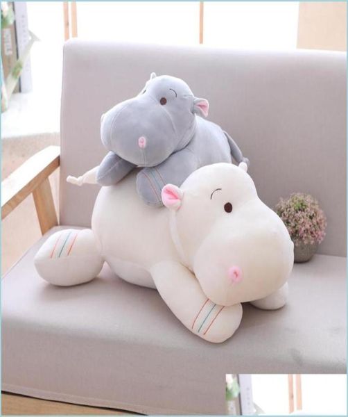 Animais de pelúcia recheados 284050cm kawaii hippo pelúcia bonecas recheado macio para baixo algodão animal travesseiro bonito brinquedo aniversário presente de natal 3504160