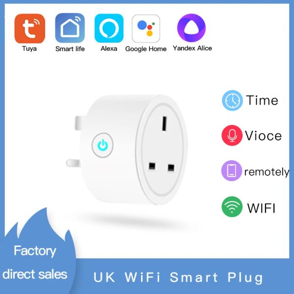 Steuern Sie TuYa/Smart Life UK WiFi Smart Plug 16A kabellose Fernbedienung, kein Hub erforderlich, steuern Sie die Arbeit mit Alexa Google Home Alice Smart Home