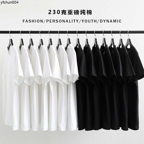 Camiseta de manga curta de cor sólida de algodão puro para homens e mulheres corpo branco com top preto por baixo da metade masculina {categoria}