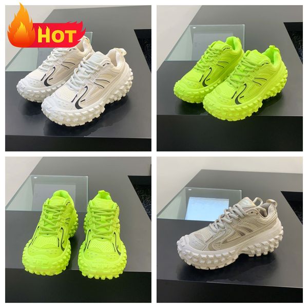 GAI Herren-Sportschuhe mit dicken Sohlen, trendige Freizeit-Sportschuhe, Laufschuhe, Reifen, fluoreszierend, atmungsaktiv, Reifen, dicke Sohle, Schnür-Sneaker, reflektierende Belüftung, erhöht 35–40