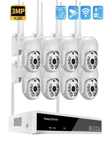 Gadinan 8CH 3MP Pista per auto umane Ptz Sistema CCTV wireless Citofono Wifi IP Telecamera di sicurezza Set P2P Nvr Kit di videosorveglianza J22053752056