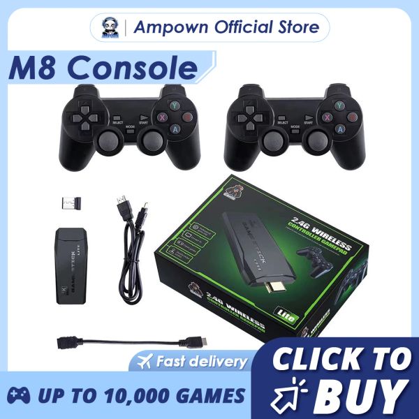 Console Ampown M8 Console per videogiochi 128G Built-in 20000 Giochi TV Emulatore di giochi retrò GD10 Lite Game Stick Controller wireless Regalo per bambini